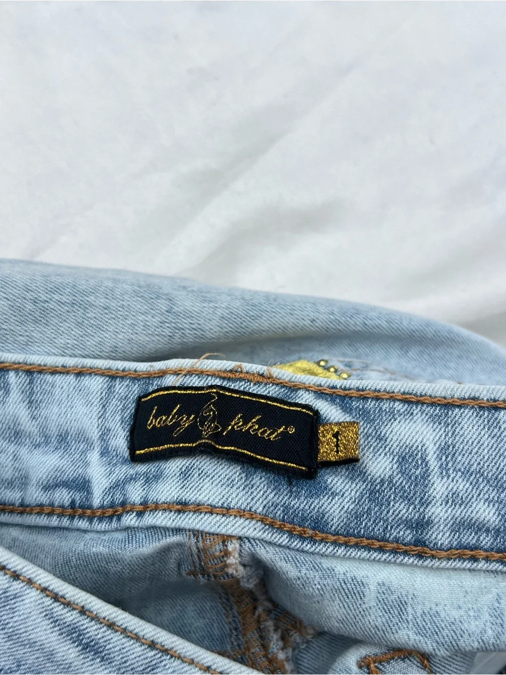 Baby Phat Light Wash Embroidered Flare Jeans